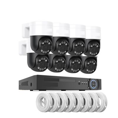 QDVOPHZA 8CH 4K 5MP 8MP CCTV Security Camera System PTZ Home Video Surveillance Kit Outdoor IP Camera Humanoid Detection(4T,23pcs As Shown-1)