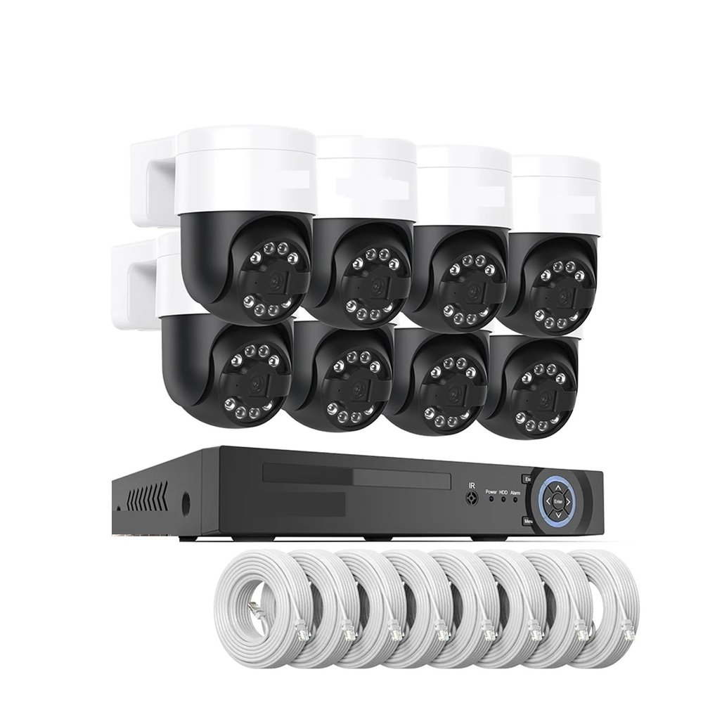 QDVOPHZA 8CH 4K 5MP 8MP CCTV Security Camera System PTZ Home Video Surveillance Kit Outdoor IP Camera Humanoid Detection(4T,23pcs As Shown-1)