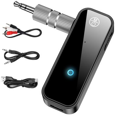 Bluetooth 5.0 Adapter 3.5mm Jack Aux Dongle, 2-in-1 Wireless Transmitter Receiver for TV/Travel Flight, Gym, Supports to Headphones, Bluetooth Receiver for Car/Home Stereo (with RCA & AUX)