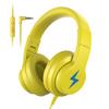 Candy Bila Kids Headphones, Wired Headphones for Kids Over Ear with Microphone, 85/94dB Volume Limiter Headphone for Girls Boys, Foldable Headphone for Learning & Entertainment, Yellow view 1