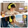 Candy Bila Kids Headphones, Wired Headphones for Kids Over Ear with Microphone, 85/94dB Volume Limiter Headphone for Girls Boys, Foldable Headphone for Learning & Entertainment, Yellow view 2