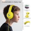 Candy Bila Kids Headphones, Wired Headphones for Kids Over Ear with Microphone, 85/94dB Volume Limiter Headphone for Girls Boys, Foldable Headphone for Learning & Entertainment, Yellow view 4