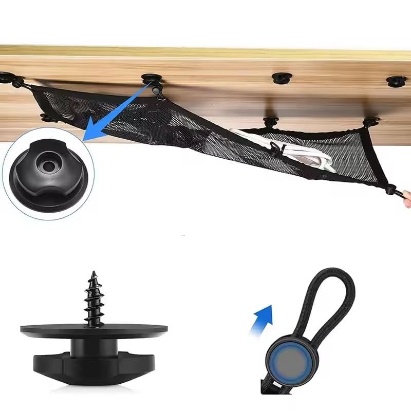 8 Hole Socket Network Pocket Under Desk Cable Management Net Under Table Cord Management Mesh Organizer Flexible Wire Hiders 30 X 70 CM