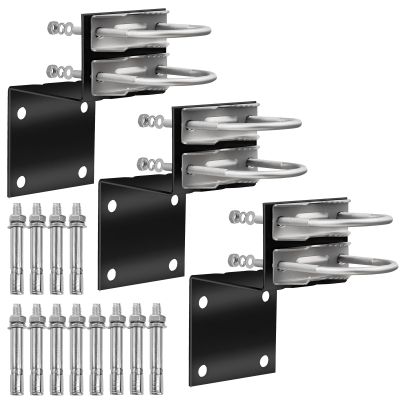 MOOKEERF Antenna Pole Mount Bracket Kits - 3 Set Black-Coated Antenna Pole Mast Mount Bracket with Double U-Bracket Assembly + 4 Screws for Outside Home Antenna Pole Holder