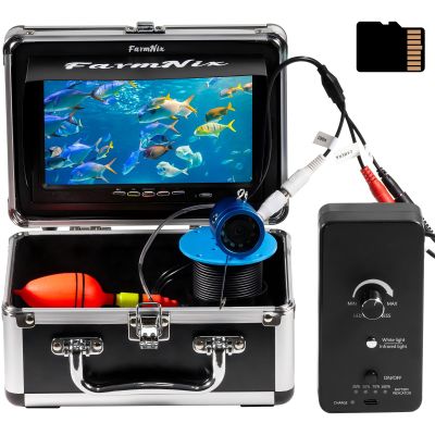 FarmNix 1200TVL Fish Finder,7" IPS Fish Finder for Boat with 10000mAh,32GB-DVR Underwater Fishing Camera,IP68 Waterproof Underwater Camera Lake Fishing,98FT/30M Ice Fishing Camera with LED+IR