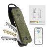 Keychain, Works with Apple Find My (iOS Only), Minimalist Metal Compact Key Organizer, Car Key Chains with GPS Tracker, Key Finder, Key Holder for Keychain, Up to 5 Keys, Striped Olive Green view 1