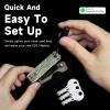 Keychain, Works with Apple Find My (iOS Only), Minimalist Metal Compact Key Organizer, Car Key Chains with GPS Tracker, Key Finder, Key Holder for Keychain, Up to 5 Keys, Striped Olive Green view 4