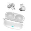 Open-Ear Headphones - Wireless Bluetooth AI Translation Earbuds with Microphone & Rhinestone Earphone Decoration,Secure,Lightweight,Clip-On Fit, Water Resistant,Fast Charging,Noise Cancelling (White) view 1