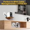 ZhiYo in-Wall Cable Management Kit for TV, Black TV Cord Hider for Wall Mounted TV, Behind Wall Wire Management, Cord Concealer Kits with 2 Wire Pass Throughs and 1 Hole Saw Drill Attachmen view 3