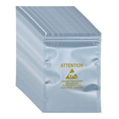 MECCANIXITY 100 Pcs Anti Static Bags 5.1" x 7.5" Resealable ESD Shielding Bag with Labels for Hard Drive HDD SSD Electronic Device Motherboards, Silver Gray