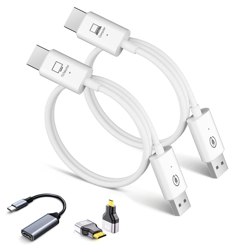 ORIVISION Wireless HDMI Transmitter and Receiver 164FT/50M, 5.8G+2.4G, for Audio/Video from Laptop/Camera to TV/Projector/Monitor, HDMI Extender Display Adapter Kit 4K Decode 1080P Output(White Cable)