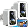 2 PackSecurity Cameras Wireless Outdoor, No Subscription Outdoor Cameras Wireless for Home Security, Integrated Spotlight & Siren, Human Motion Detection, Support 5G & 2.4GHz WiFi, IP66 Weatherproof view 1