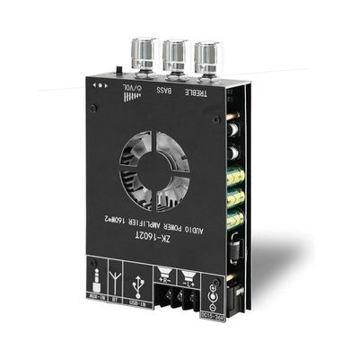 160W2 Subwoofer 2.0 Channel Audio Receiver Power Amplifier Module, Bluetooth Digital Amplifier Board with Treble and Bass Control for DIY Speakers-1602T