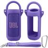 for JBL Grip Portable Waterproof Speaker Silicone Case, Portable Travel Soft Cover with Shoulder Strap and Carabiner, Protective Skin Case (Purple) - co2CREA view 1