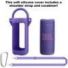 for JBL Grip Portable Waterproof Speaker Silicone Case, Portable Travel Soft Cover with Shoulder Strap and Carabiner, Protective Skin Case (Purple) - co2CREA view 2