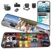 12" 3 Channel 4K Rearview Mirror Dash CamSTARVIS 2 IMX675 Night Vision,4K+1080P+2.5K Front Inside and Rear View Mirror Camera BSD 5.8GHz, Voice Control, 24H Parking Mode, G Sensor, 128G Card& GPS view 1