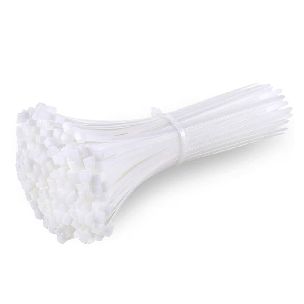 100Pcs Plastic Nylon Cable Ties Self-locking Cord Straps Adjustable Fastening Loop Home Office Wire Zip Garden - Easy Installation(White,3x200mm)