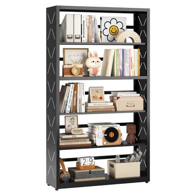 Kubohogar Book Shelf, 5-Tier Metal Bookshelf with Adjustable Shelves, Black
