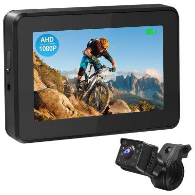 4.3 in (10 Cm) Display Rear View Camera, 1080P Ahd, Ebike Compatible, Night Vision and 110 Wide Angle, Waterproof with Accessories, Adjustable Mount, 39.37 in (3 M) Cable