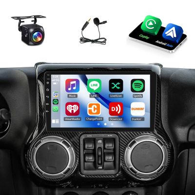 10.1" 4+64GB for Jeep Wrangler JK 2007 2008 2009 2010 2011 2012 2013 2014 2015 2016 2017 Radio with CarPlay Android Auto Head Unit, GPS BT WiFi AM/FM, Bluetooth Stereo Rear View Camera