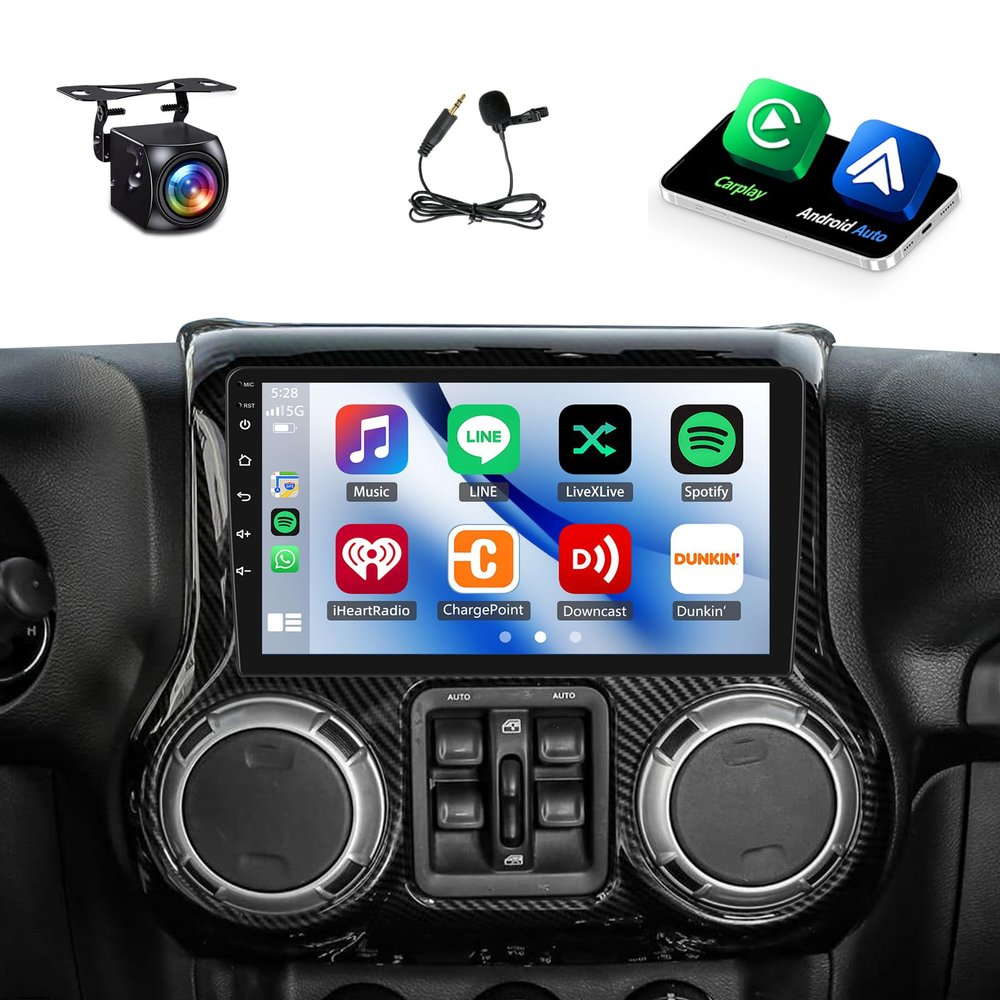 10.1" 4+64GB for Jeep Wrangler JK 2007 2008 2009 2010 2011 2012 2013 2014 2015 2016 2017 Radio with CarPlay Android Auto Head Unit, GPS BT WiFi AM/FM, Bluetooth Stereo Rear View Camera