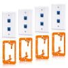 ANONION 4 Pack Ethernet Wall Outlet, 2-Port RJ45 Keystone Jack with Single Gang Low Voltage Mounting Bracket, Cat6 Ethernet Wall Plate Blue Coupler Female to Female Network Cable Cover view 1