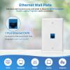 ANONION 10 Pack Ethernet Wall Outlet, 1-Port Cat6 RJ45 Keystone Jack with Single Gang Low Voltage Mounting Bracket, Ethernet Wall Plate Blue Coupler Female to Female Network Cable Cover view 2