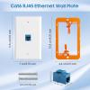 ANONION 10 Pack Ethernet Wall Outlet, 1-Port Cat6 RJ45 Keystone Jack with Single Gang Low Voltage Mounting Bracket, Ethernet Wall Plate Blue Coupler Female to Female Network Cable Cover view 3
