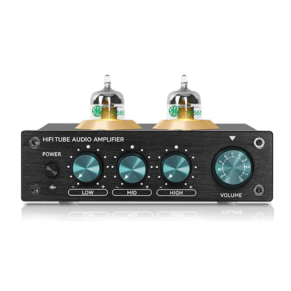 YUEHISY Phono Preamp, Stereo Audio HiFi Bench Preamplifier with Gain Gear, Low Noise, Easy Tube Replacement, for Turntables Record Players (US Plug)