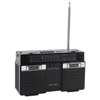 Wisoqu Radios Portable AM FM, Portable Radio with Bluetooth Speaker, Rechargeable Full Band Radio, AM FMradio for Home Outdoor Travel (Black)