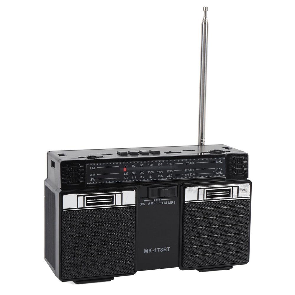 Wisoqu Radios Portable AM FM, Portable Radio with Bluetooth Speaker, Rechargeable Full Band Radio, AM FMradio for Home Outdoor Travel (Black)