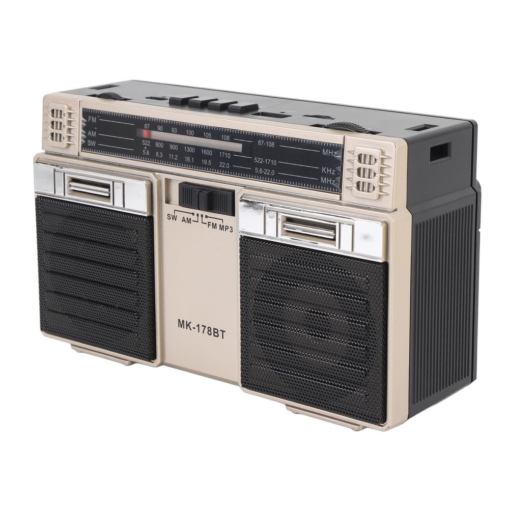 Wisoqu Radios Portable AM FM, Portable Radio with Bluetooth Speaker, Rechargeable Full Band Radio, AM FMradio for Home Outdoor Travel (Gold)