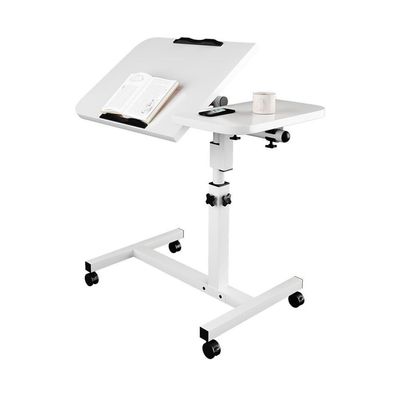 Adjustable Rolling Laptop Table with Wheels, Foldable Mobile Computer Workstation for Home and Office, Height Adjustable, Antique Elephant Wood,
