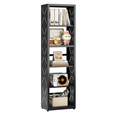 Kubohogar Metal Book Shelf, 5-Tier Bookshelf with Adjustable Shelves, Black