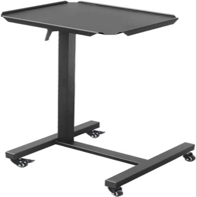 Adjustable Overbed Table with Wheels, Pneumatic Mobile Standing Desk, Laptop Desk for Home Use,