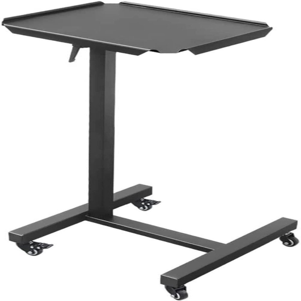 Adjustable Overbed Table with Wheels, Pneumatic Mobile Standing Desk, Laptop Desk for Home Use,