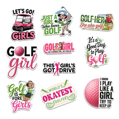 10 Pcs Golf Girl Stickers  Funny Vinyl Decals for Girls Who Love Golf  Laptop, Water Bottle, Journal Decor  Cute Gifts for Golfers, Teens, Women, and Golf Squad Friends (G1, 6 inch)