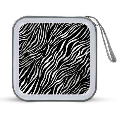 CD Case 40 Capacity CD DVD Case Wallet Holder Zebra Print Portable Storage Binder for Office Home Travel Car