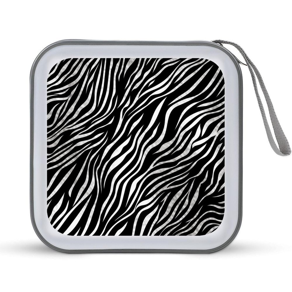CD Case 40 Capacity CD DVD Case Wallet Holder Zebra Print Portable Storage Binder for Office Home Travel Car