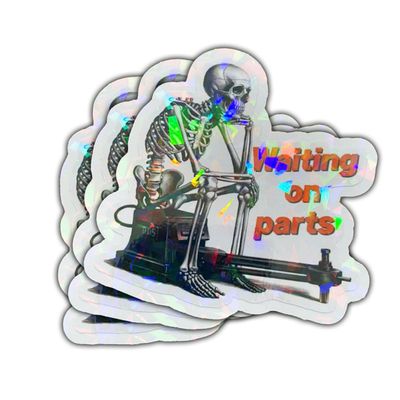 3Pcs Waiting On Parts Sticker Gifts Blue Collar Skeleton Repairs Sticker DDS Waiting On Parts Waterproof Stickers Truck Mechanic Skeleton Decal for Laptop Water Bottle Toolbox Case Cars (HO W1, 3")