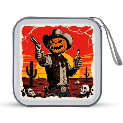 CD Case 40 Capacity CD DVD Case Wallet Holder Desert Pumpkin Gunman Portable Storage Binder for Office Home Travel Car