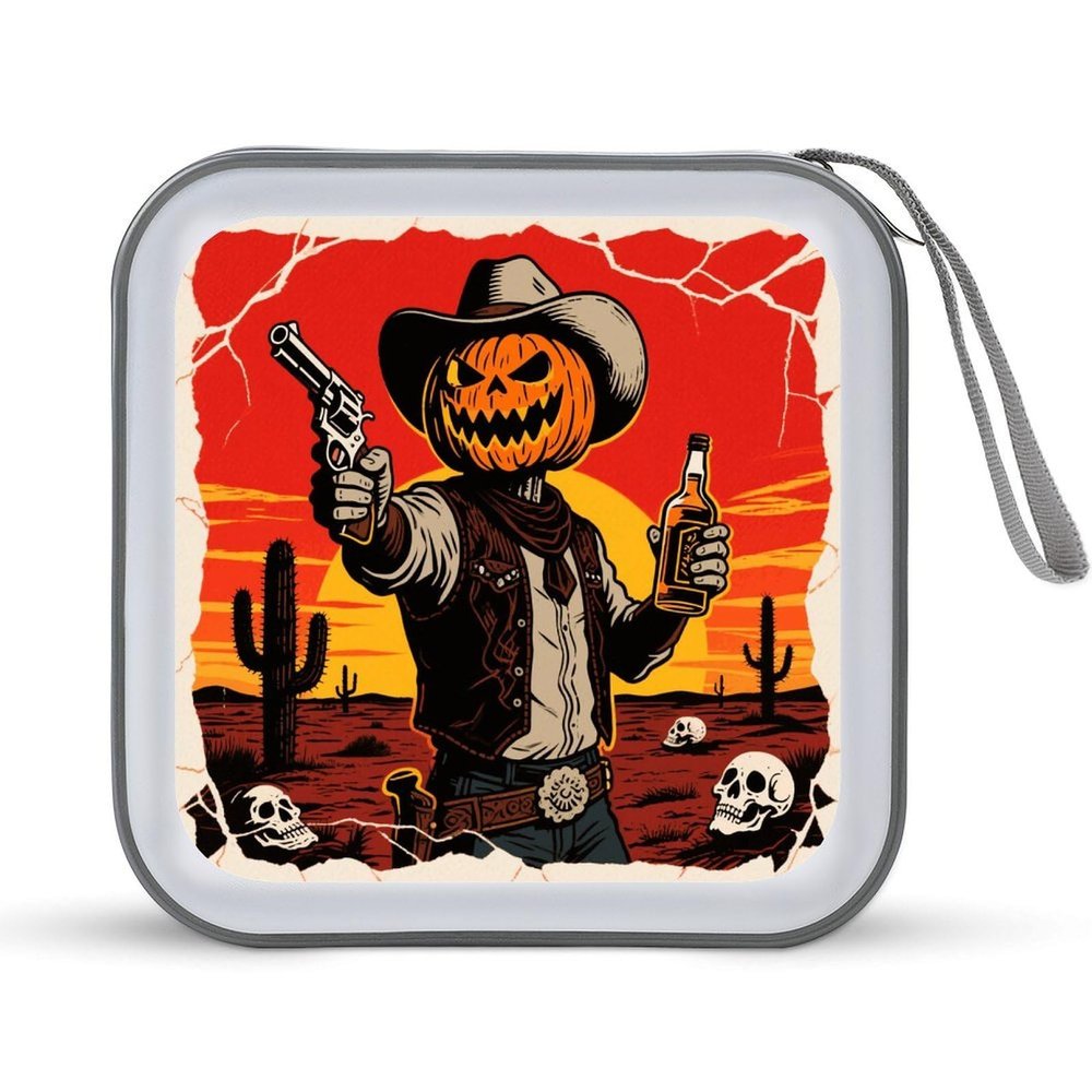 CD Case 40 Capacity CD DVD Case Wallet Holder Desert Pumpkin Gunman Portable Storage Binder for Office Home Travel Car