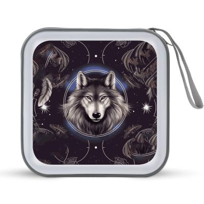 CD Case 40 Capacity CD DVD Case Wallet Holder Wolves And Dream Catchers Portable Storage Binder for Office Home Travel Car