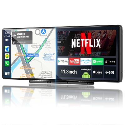 11.3" QLED Android 8Core 4G+64G Carplay Screen for Car Android Auto & Carplay Screen with Netflix YouTube Google Play AI 1080P Rear Camera Split Screen GPS Navigation Voice Control