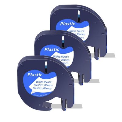 3 5 10 Pcs Letra Tag Tapes 12mm Plastic Label Ribbon Compatible with A16952 A16951 A12267 for QX50 Label Maker(3PK White-Plastic)
