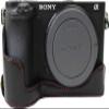A6500 Case, PU Leather Camera Bag Bottom Opening Half Body Case Cover Shell for Sony Alpha A6500 with Hand Wrist Strap (Black) view 1