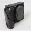 A6500 Case, PU Leather Camera Bag Bottom Opening Half Body Case Cover Shell for Sony Alpha A6500 with Hand Wrist Strap (Black) view 2