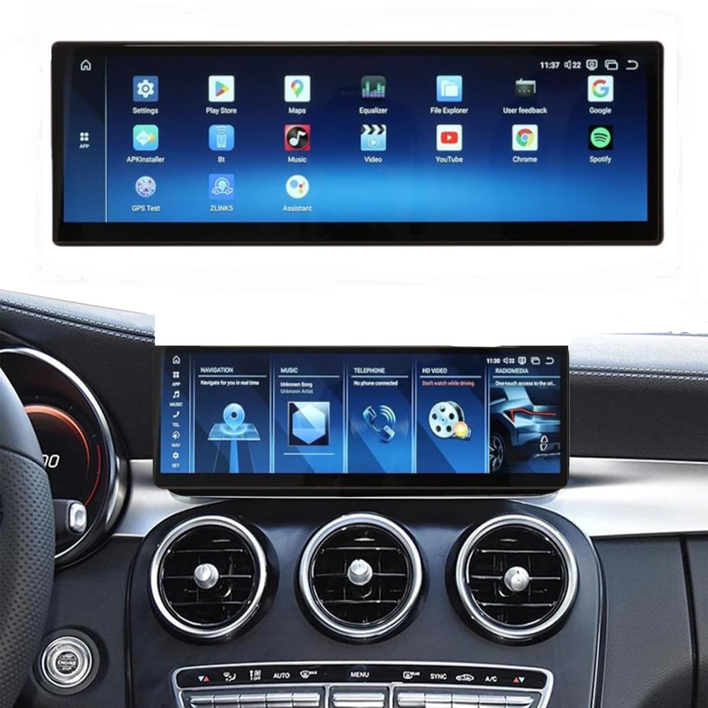 8+128G Car Stereo for Mercedes Benz C/GLC W205 X253 (2015-2019) with NTG5.0 Wireless CarPlay Android Auto 14.9" IPS Touch Screen Car Radio Bluetooth Video Player