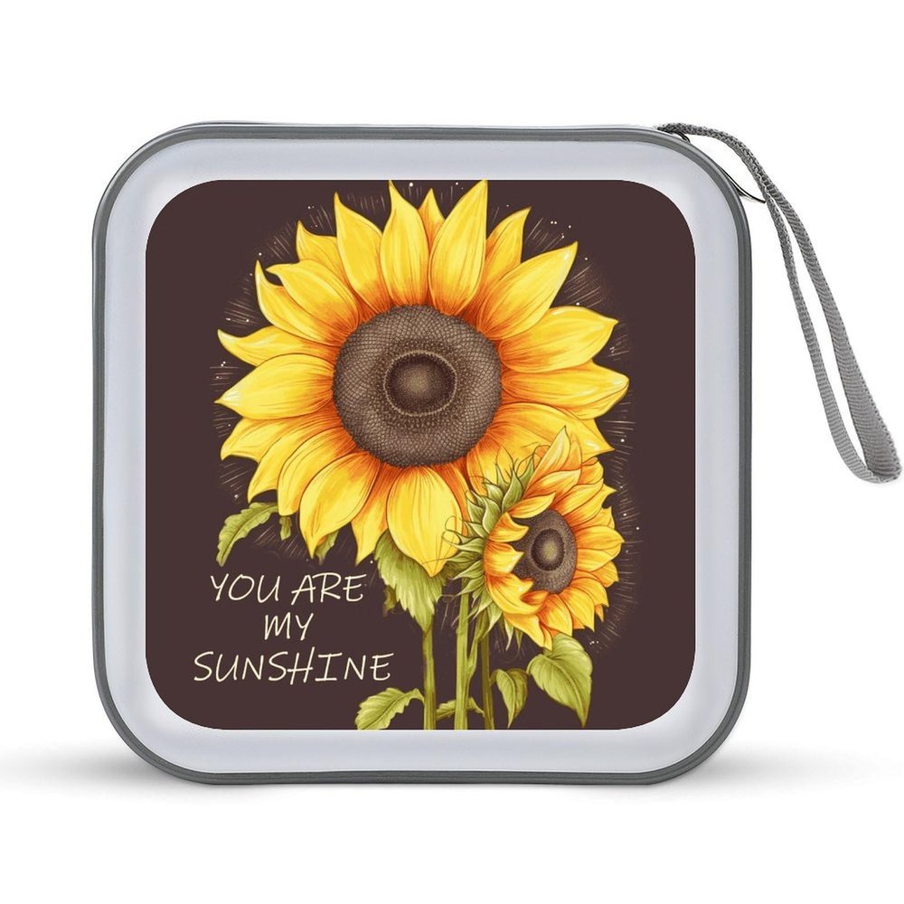 CD Case 40 Capacity CD DVD Case Wallet Holder Sunshine Sunflower Portable Storage Binder for Office Home Travel Car