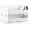 CroBlissful 4 Set Wooden CD Storage Box Holder Shelf Cassette Tape Display Racks with Carrying Handles, Organizer Shelf for Movie Cases, DVDs, Each Set Can Store up to 36 Pcs CDs (White) view 1